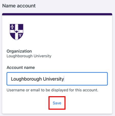 prompt box to enter name of account